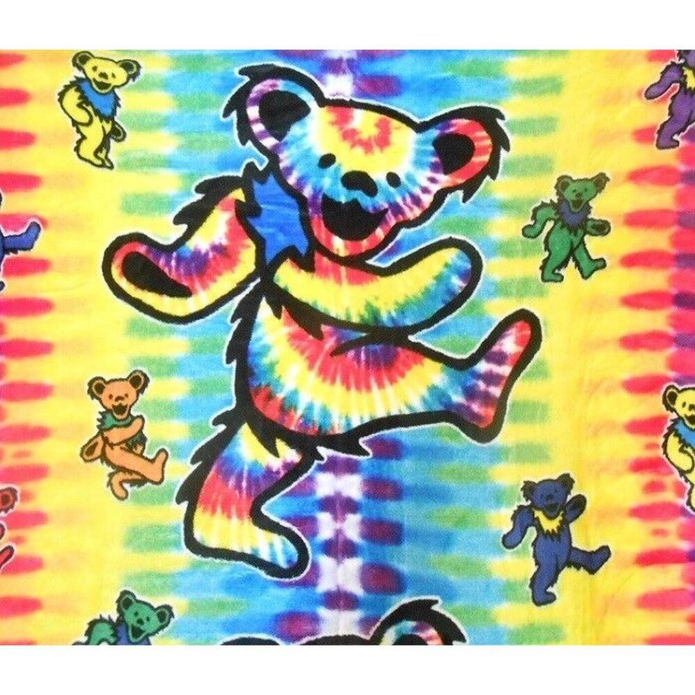 New Grateful Dead Tie Dye Dancing Bears Plush Throw Gift Blanket Fleece Rainbow - Picture 2 of 5